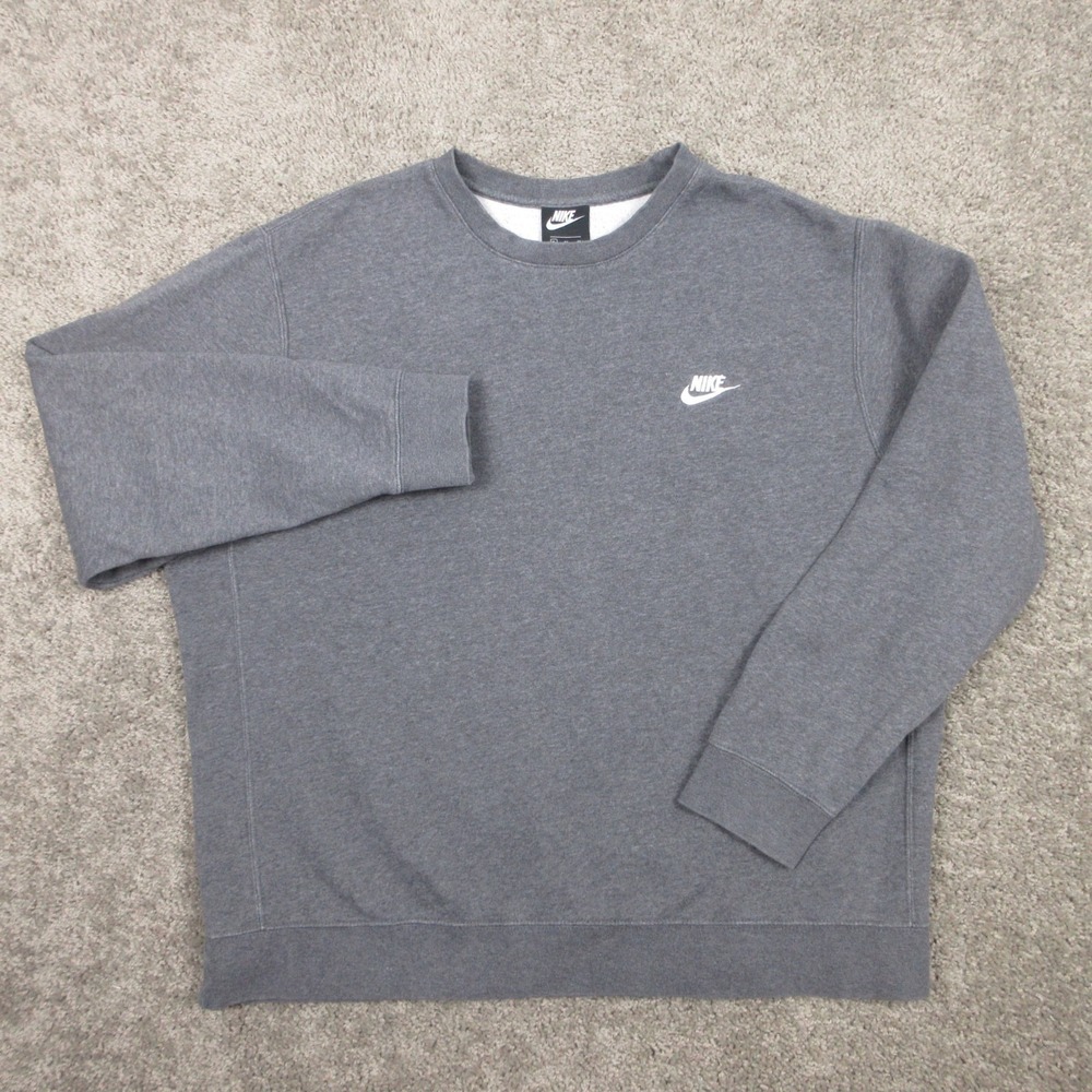 Nike Sweater Mens XL Gray Sportswear Club Fleece Crewneck Sweatshirt Pullover